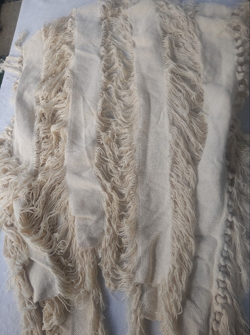 Fausto Betancourt Boho Fringed Cream Kimono Unisex Cover-Up - Picture 9 of 9